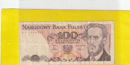 NARODOWY BANK POLSKI . 100 ZLOTYCH .  1-6-1986 . N° RY 1584423 .  2 SCANES - Polonia