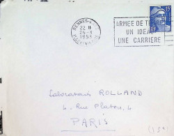 ENVELOPPE     1953  /  RENNES  GARE   PARIS    /  TIMBRE 886 /   FLAMME /  OUI - 1921-1960: Modern Period
