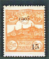 SAN MARINO 1905 15 SU 20 C. ** MNH - Unused Stamps