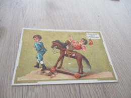P85 Chromo Ancien Chocolat De La Cie Française Jockey Enfants Jouets Anciens Cheval En Bois - Sonstige & Ohne Zuordnung