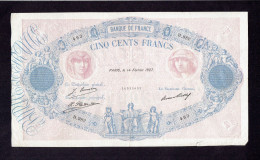 500 F BLEU ET ROSE - 14 FEVRIER 1927 - 500 F 1888-1940 ''Bleu Et Rose''