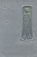 Illustrateur Non Signé - Femme Style Art Nouveau  - Carte Argentée En Relief - Carte Postale Ancienne - Ohne Zuordnung