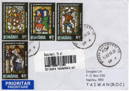 ROMANIA 2015: STAINED GLASS On REGISTERED Cover Circulated To Taiwan - Registered Shipping! - Used Stamps