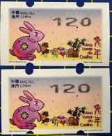 2023 LUNAR NEW YEAR OF THE RABBIT NAGLER MACHINE 12 PATACAS, WITH VARIETY "TRIANGLE  0" (NORMAL FOR COMPARE) - Distributeurs