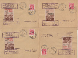 1946 - 4 VIGNETTES DIFFERENTES (SURCHARGE JOURNEE DE L'AIR !) + CACHET "FESTIVAL DU FILM CANNES" ! Sur ENVELOPPES - Lettres & Documents