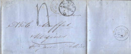 Suiza Año 1865 Carta Circulado Mergines ,marcas Geneve , Suisse, Le Bigt Porteo Escrito - ...-1845 Prefilatelia
