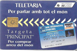 CARTE-PUCE-ANDORRE-50U-AND27-GEMB Fond Rouge-BANQUE MORA-Utilisé-TBE- - Andorre