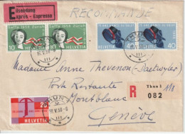 1958 - SUISSE - EXPRES RECOMMANDEE / POSTE RESTANTE ! ENVELOPPE De THUN => GENEVE - Cartas & Documentos