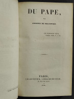 Du Pape - J. Maistre - Ed. Charpentier - 1854 - Livres Anciens