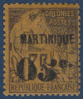 France Colonies MARTINIQUE N°13c* 05c Sur 35c Violet Noir Sur Jaune Orange Variété Chiffre 5 Penché TTB (tirage 700) - Neufs