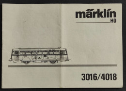 Libretto Istruzioni Marklin HO - 3016/4018 - Modellismo Ferroviario - Unclassified