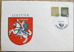 Cover  Lithuania 1993 Special Fdc Cancel Coat Of Arms  Vilnius Horse Knight A B - Lithuania
