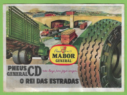 Portugal - Mata Borrão Dos Pneus Da Mabor General - Blotter - Buvard - Publicidade Advertising Tires Old Cars Truck - Auto's