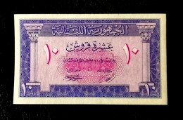 LEBANON 1950 UNC 10 PIASTERS BANKNOTE P-47 EMERGENCY BANKNOTE - Liban