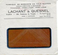 PARIS (75) Fabrique De Ressorts Cordes A Pianos Ect Lachant Quesnel 1946 Oblitération Mécanique En Rouge - Non Classés