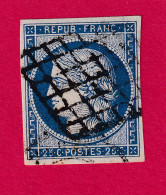 N°4 BLEU FONCE OBLITERATION GRILLE BRIEFMARKEN STAMP FRANCE - 1849-1850 Ceres