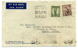 1951 Busta SYDNEY, N.S.W. Per Genoa, Retro T. "ANCONA XI Fiera Nazionale Di Pesca E Della Caccia" - Cartas & Documentos