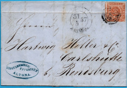 Altona Germany, Danish Postoffice 1858, Full Letter Postmarked Altona 31.5.57, Franked 4 S To Rendsburg, 2303.2012 - Cartas & Documentos