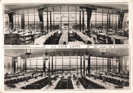 75 Paris Le Restaurant De La Tour Eiffel " En Plein Ciel " Salle Des Banquets CPSM GF Cachet 1956 - Tour Eiffel