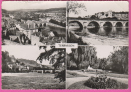 D24 - TERRASSON - VUE GÉNÉRALE-L'HÔTEL DE VILLE-LE PONT NEUF ET L'ÉGLISE-VALLÉE DE LA VÉZÈRE ET VIEUX PONT-JARDIN PUBLIC - Terrasson-la-Villedieu