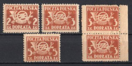 1945 POLAND POSTAGE DUE STAMPS MICHEL: 101-103 MNH ** - Postage Due