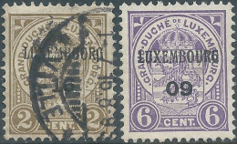 Lussemburgo - Luxembourg - 1912 Coat Of Arms,Overprinted On 2C Obliterated  & 6C Mint - 1907-24 Scudetto