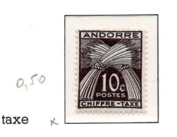 Andorre 1943 à 1946 Timbres Taxe N°21,29,32,2x33 (variété),34,35,36,37,38,40   Neufs**/*  7 €  (cote 74,70 €) - Unused Stamps