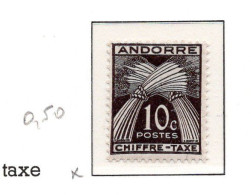 Andorre 1943 à 1946 Timbres Taxe N°21,29,32,2x33 (variété),34,35,36,37,38,40   Neufs**/*  7 €  (cote 74,70 €) - Neufs