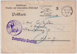 ALLEMAGNE / GERMANY - 1933 Unfranked Card (paid By Recipient - Portopflichtige Dienstsache) Used Locally In Hamburg - Cartas & Documentos