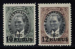 Türkiye 1940 Mi 1084 &1085 [No Gum] Izmir International Fair - Usados