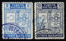 Türkiye 1940 Mi 1076-1077 Balkan Entente, Treaty | Coat Of Arms Of The States Of The Entente | Joint Issues - Usati