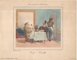 Publicité, Lab. Robert Et Carrière, Carte Vivante Du Restaurateur, Lihographie D'aprés Grandville,  Frais Fr 2.25 E - Reclame