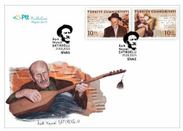 Turkey, Türkei - 2023 - Aşık Veysel Şatıroğlu - Turkish Folk Music Singer - FDC - Cartas & Documentos