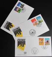 UNO NEW YORK - WIEN - GENF 1990 Verbrechensverhütung 3 FDC - Collections, Lots & Series