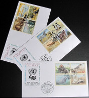 UNO NEW YORK - WIEN - GENF 1993 Gefährdete Arten 3 FDC - Lots & Serien