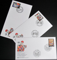 UNO NEW YORK - WIEN - GENF 1996 Weltverband Der Gesellschaften 3 FDC - Collections, Lots & Séries