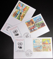 UNO NEW YORK - WIEN - GENF 1997 Gefährdete Arten 3 FDC - Lots & Serien