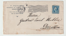 6287 USA LETTRE COVER 1913 PERVANA DRESDEN TURKISH TOBACCO TABAC ZACHOS NEW YORK MULLER - Marcofilia