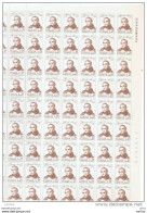 REPUBBLICA:  1973  A. MANZONI  -  £. 25  NERO  E  BRUNO  N. -  FOGLIO  DI 100  -  SASS. 1214 - Full Sheets