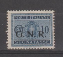 R.S.I.:  1944  TASSE  G.N.R. -  10 C. AZZURRO  N. -  SASS. 48 - Strafport