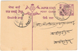 Inde - India - Jaipur - Entier Postal - Jaipur State - 11 Novembre 1942 - Jaipur