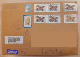 ROMANA ROMANIA 2016 BUTTERFLIES / BIRDS 8v Stamps Franked On Registered Air Mail Travelled Commercial Cover Per Scan - Covers & Documents