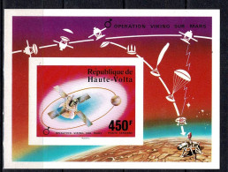 Haute Volta 1976 Space: Operation Viking On Mars, Stages Of The Lander Descent.  IMPERF Souvenir Sheet - Upper Volta (1958-1984)