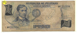 PHILIPPINES  José RIZAL  1 PISO 1969 #142b  Très Circulé  B+ - Philippines