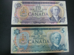 Canada 1971 1979 $10 & $5 Banknote Poor - Canada