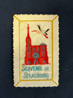 Strasbourg * CPA Brodée Ancienne * Souvenir De Strasbourg * Cathédrale Cigogne - Straatsburg