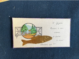 1ER AVRIL * Fête 1er Avril * CPA Mignonnette Ancienne * Poisson D'avril Doré Dorure - April Fool's Day