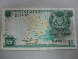 1967- 1973 Singapore $5 Orchid Flowers Banknote Used - Singapur