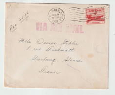 6294 LETTRE COVER 1951 COLOMBUS OHIO VIA AIR MAIL POSTE AERIENNE Strasbourg Stibler Vignette Cinderella Holy Childhood - Marcofilia