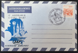 AEROGRAMME AVIONIMA JAT YUGOSLAV AIRLINES / ZAGREB 1974 - Lettres & Documents